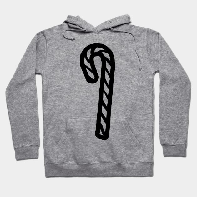 One Candy Cane For Christmas Outline Hoodie by ellenhenryart